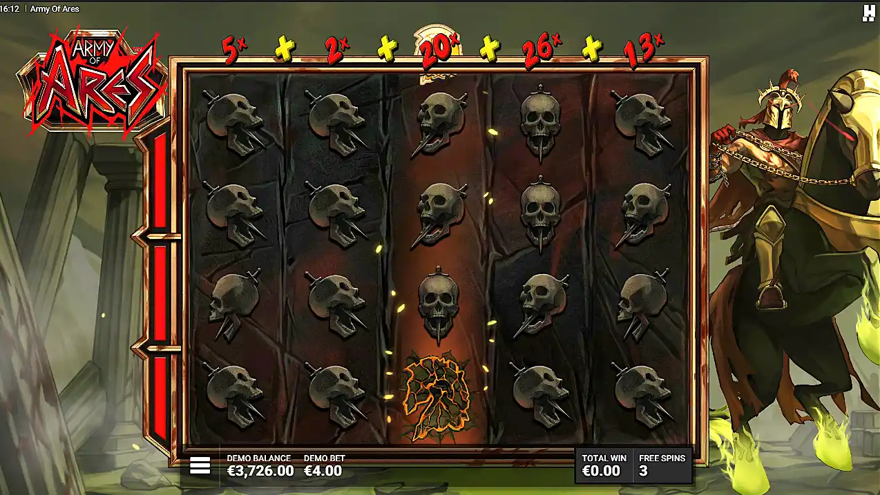 Army of Ares slot machine free spins screenshot
