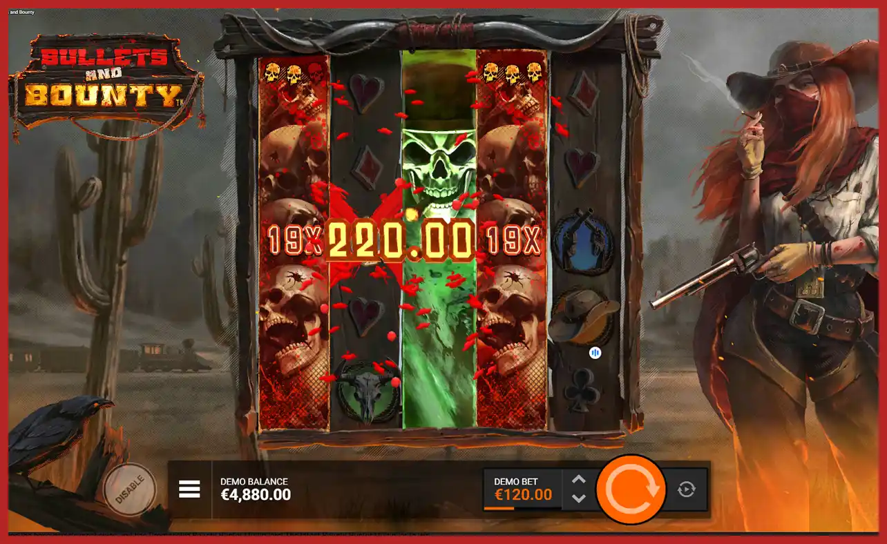 Screenshot of buying the  bonus game in Bullet sand Bounty slot machine