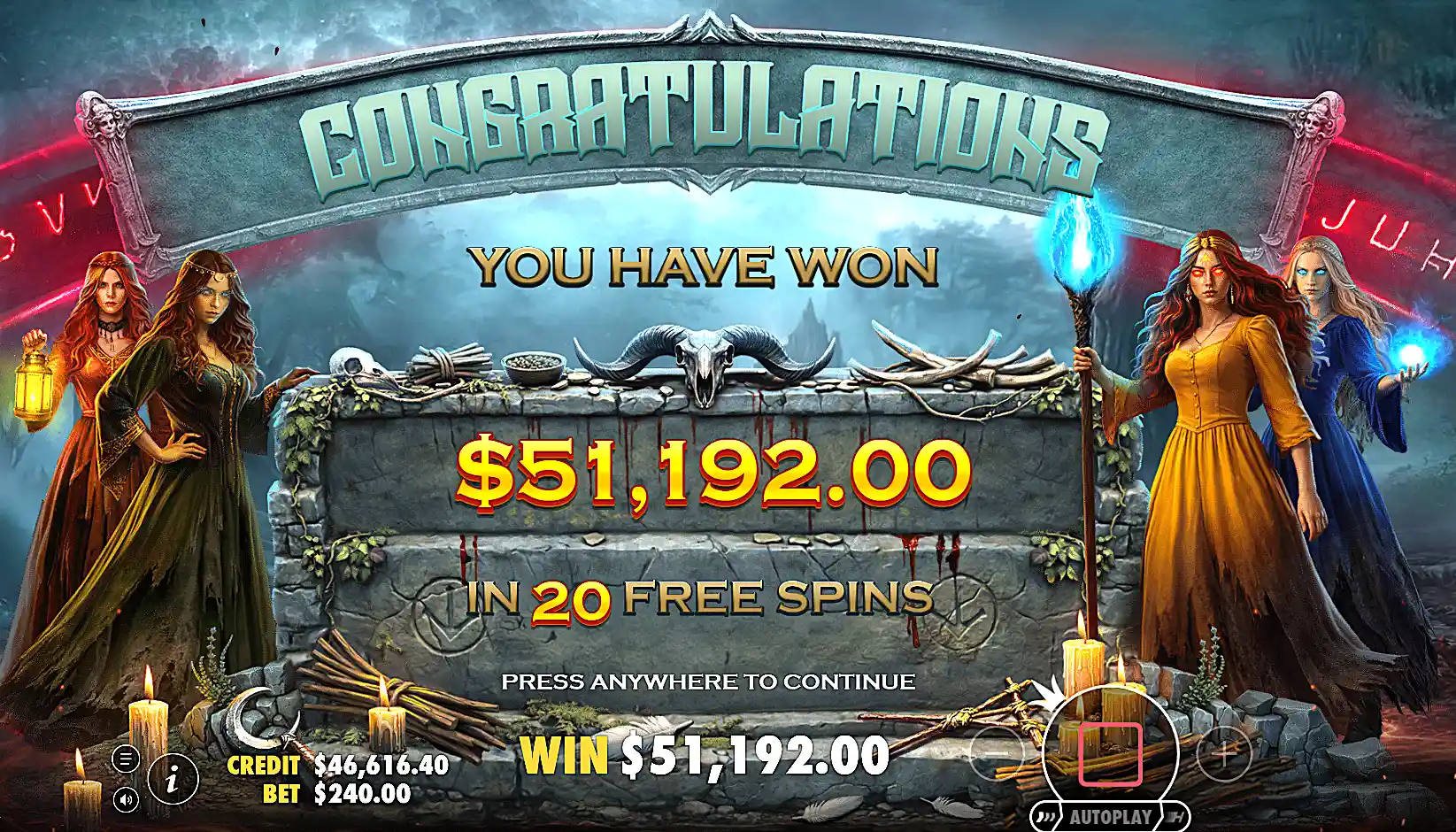 Playing Coven Rising slot machine and win big screenshot