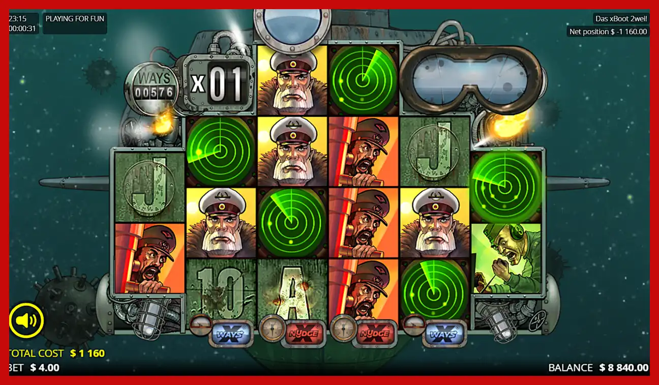 Playing the regular game in Das xBoot 2wei slot machine screenshot