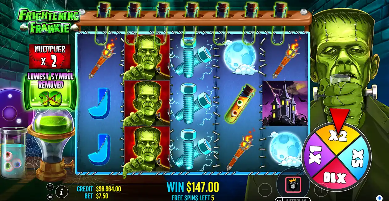 Frightening Frankie Video Slot free spins screenshot