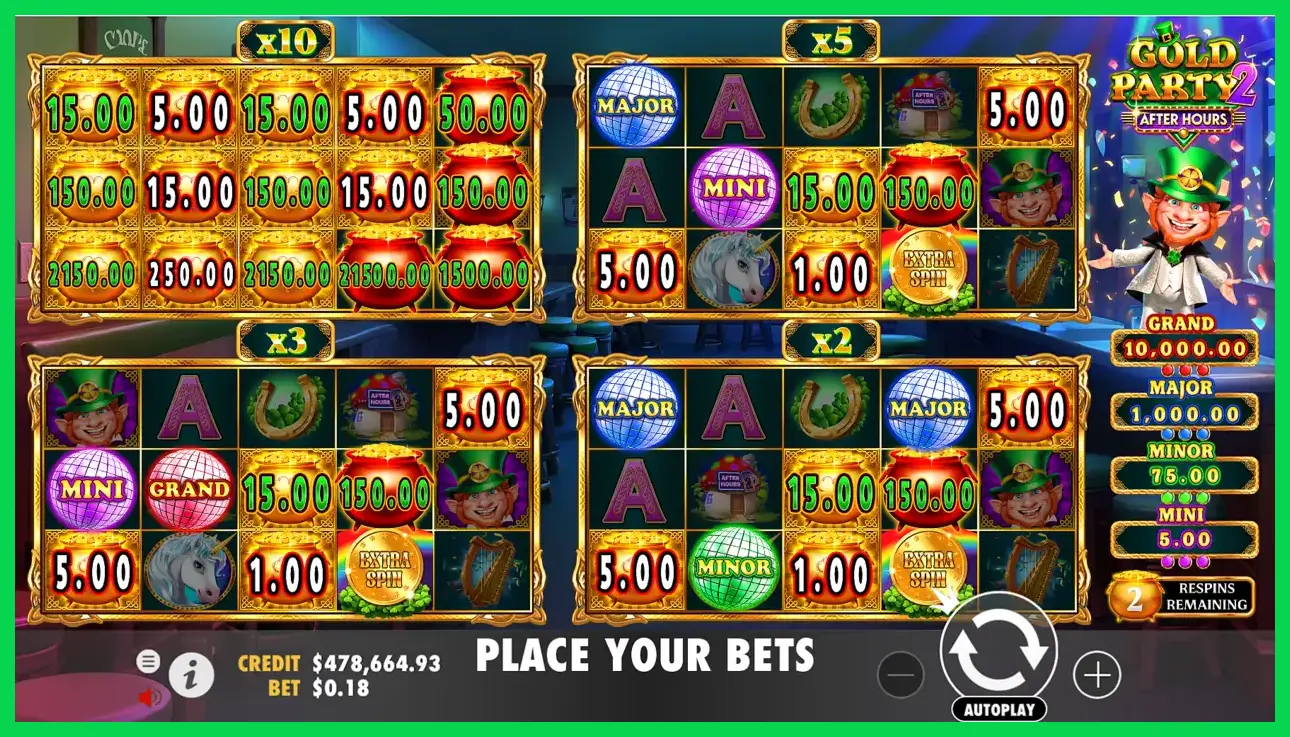 Screenshot of Gold Party 2 After Hours slot machine bonus game