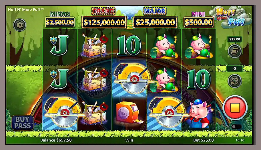 Huff N' More Puff slot machine main game