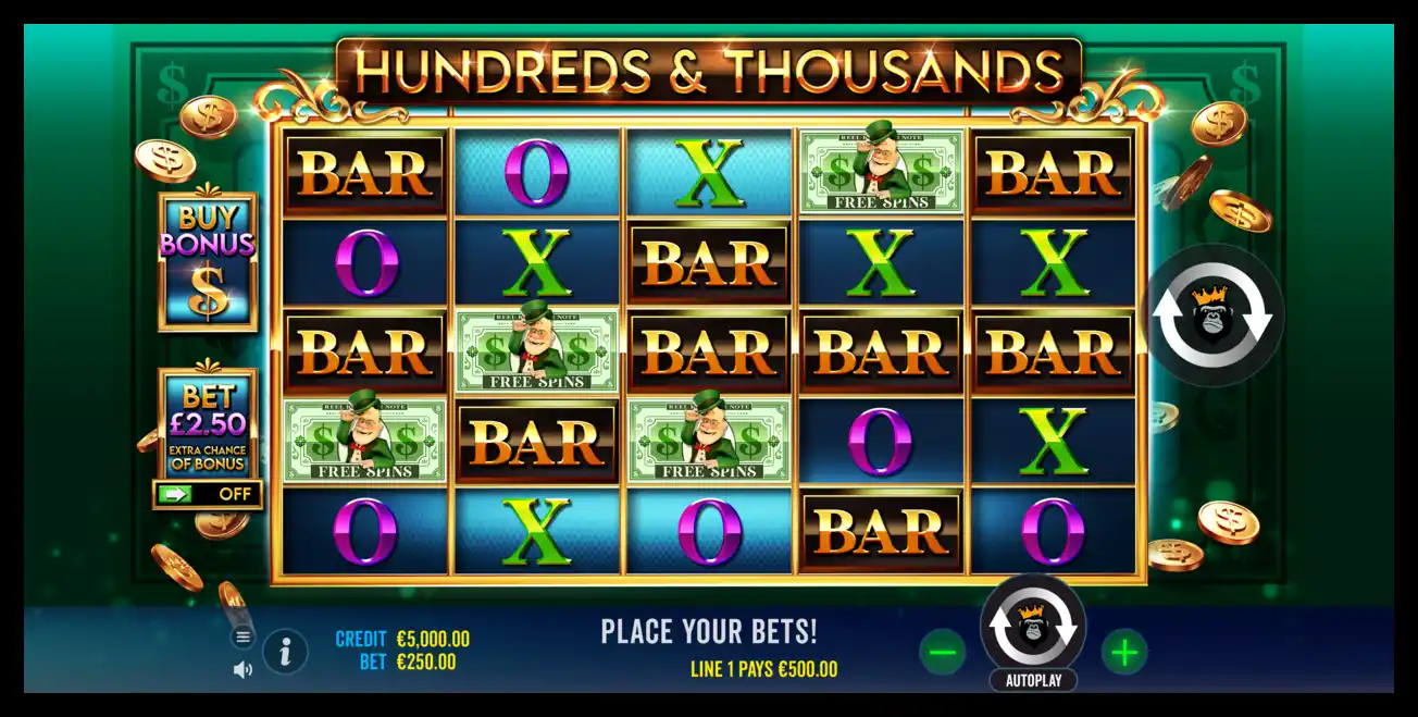 Screenshot of Hundreds and Thousands free slot machine 