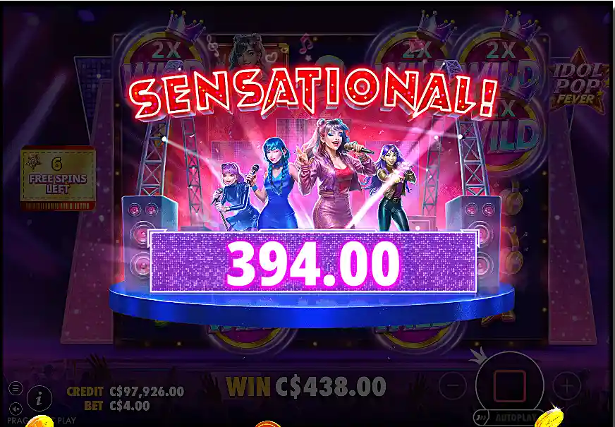 IScreenshot of my bigger win on dol Pop Fever slot machine