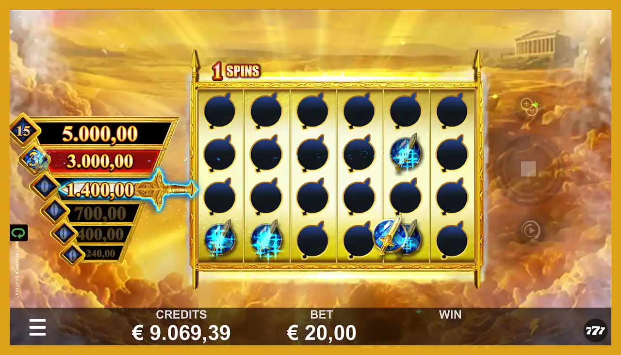 Screenshot of the Jackpot Spin feature in Magnificent Power Spartan slot demo