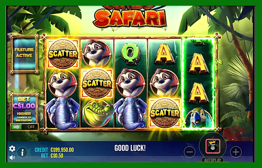 Screenshot of Winning the free spins in Jumbo Safari slot machine