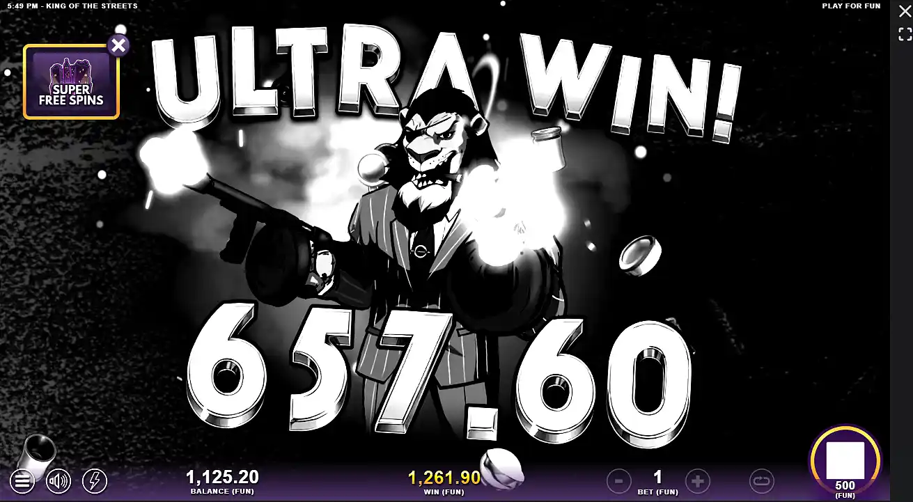 Screenshot of my bigger win playing King of the Streets slot machine