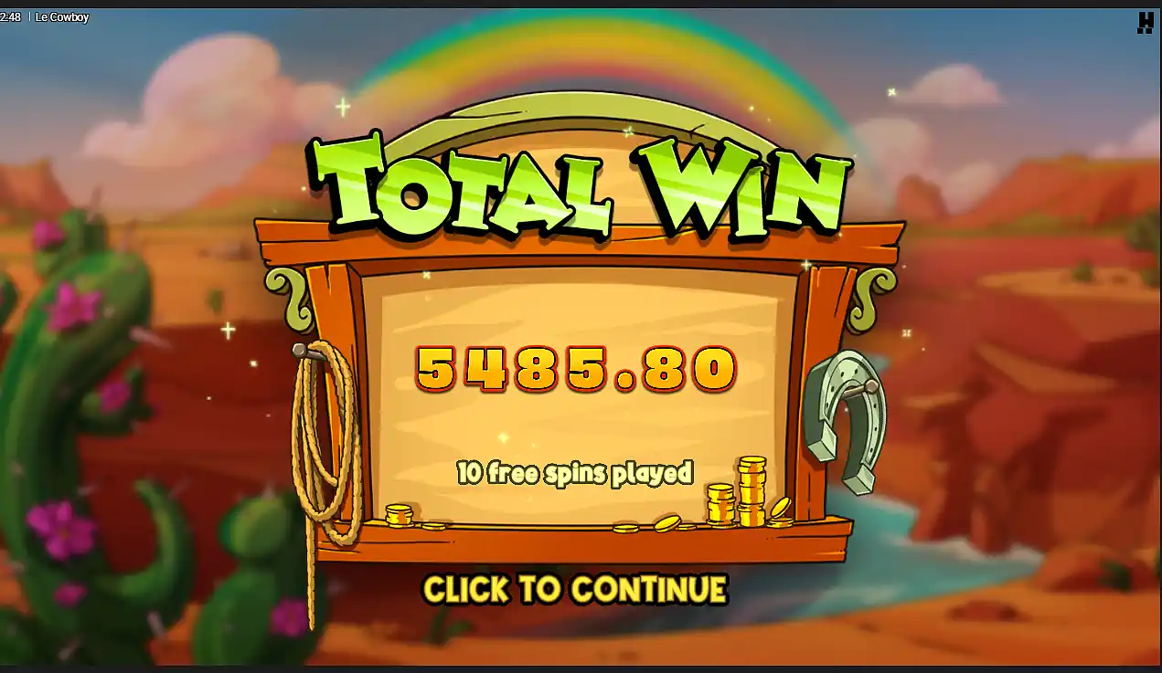 Screenshot of Le Cowboy big win