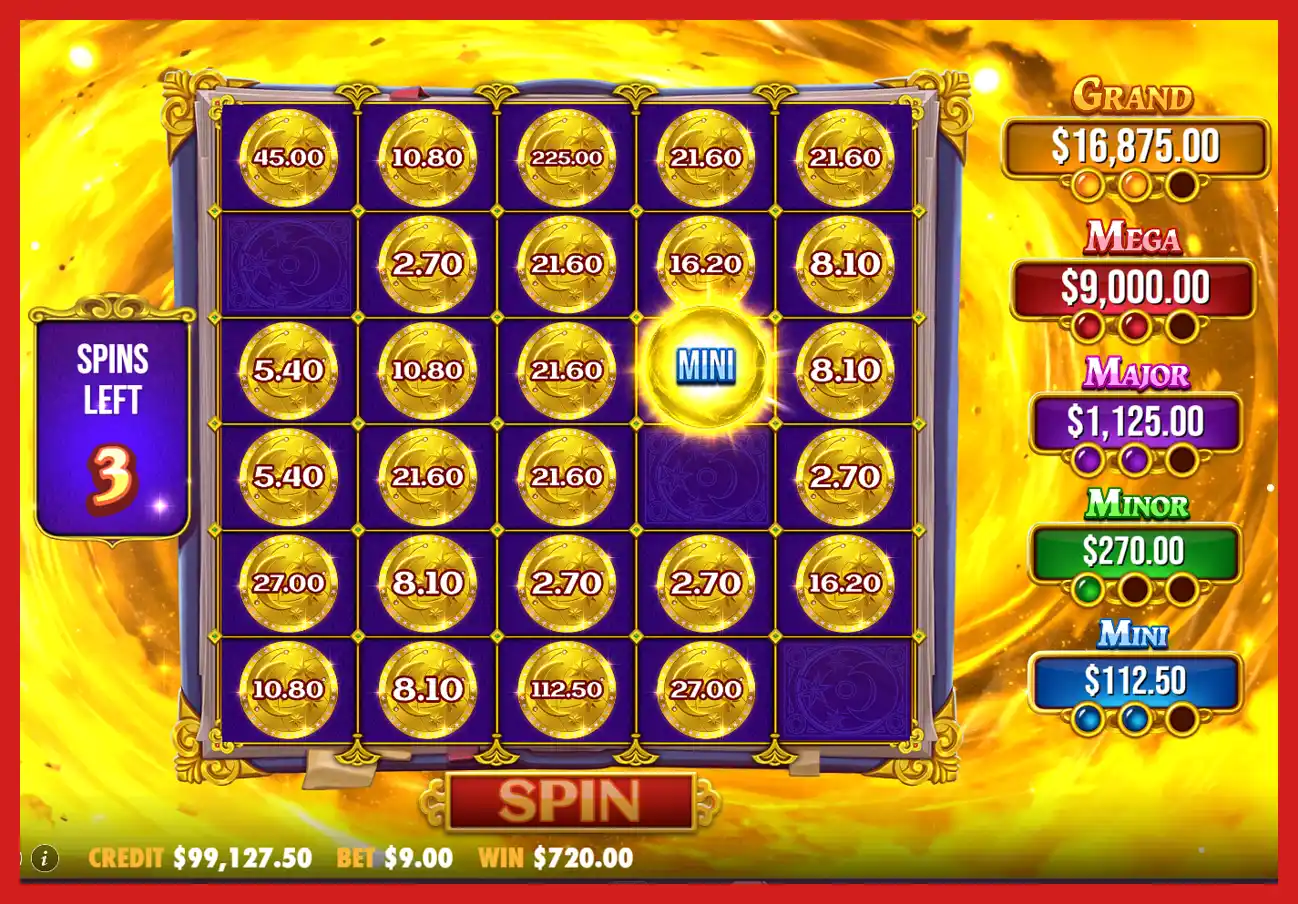 Winning the respin bonus game Spellmaster slot machine