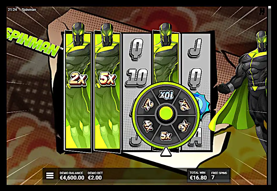 Screenshot of playing the Spinfinity free spins in Spinman slot machine