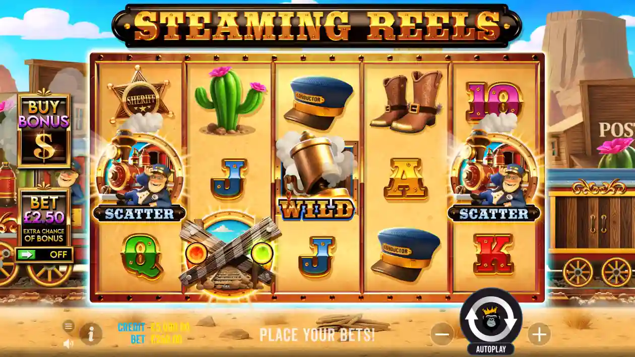 Steamin Reels slot showing regular gameplay screenshot