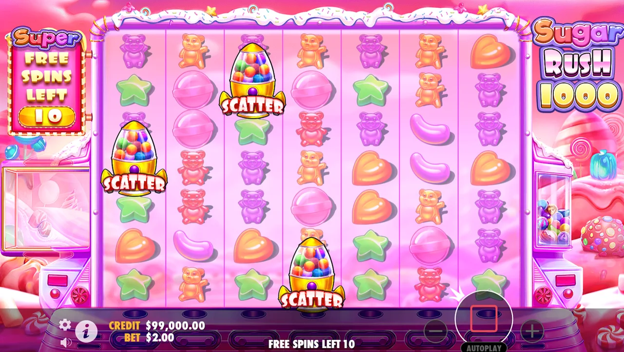 Screenshot of Sugar Rush  slot machine free spins