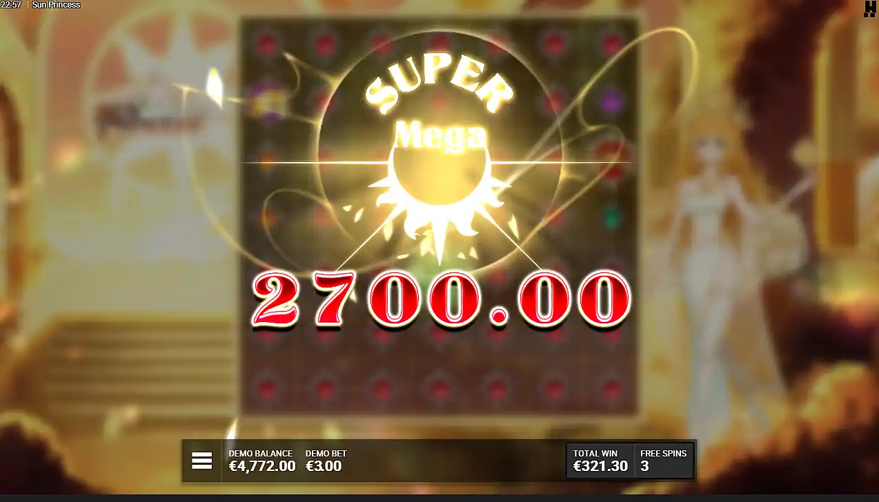 bigger win in Sun Princess slot demo screenshot