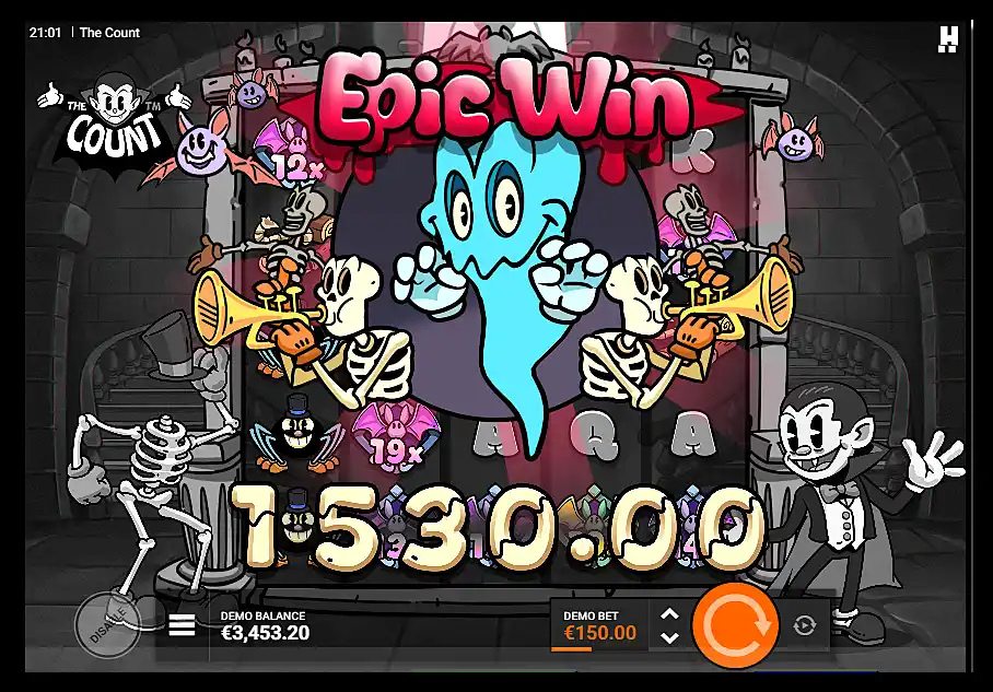 The Count slot machine big win screenshot