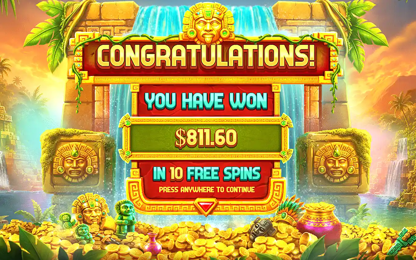 Screenshot of my biggest win when playing Wonders of Aztec slot machine