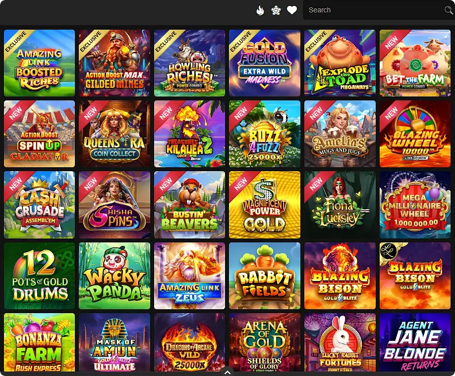 Screenshot of the slot section at Jackpot city Casino